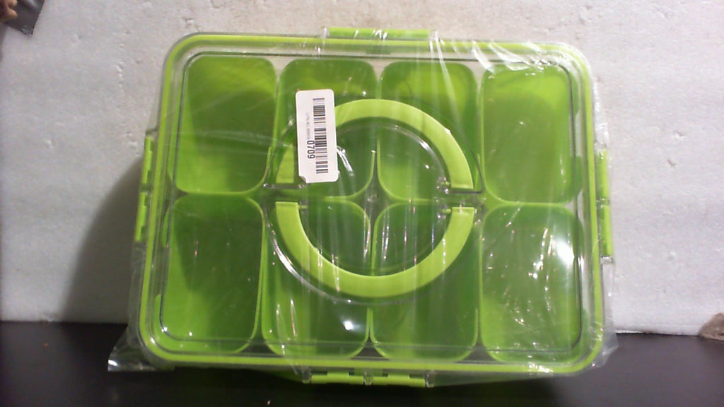 Bandeja para servir aperitivos WACOI con tapa y asa, organizador portátil para viajes, ideal para dulces, frutas, frutos secos, aperitivos, fiestas y picnics (1 unidad, verde).