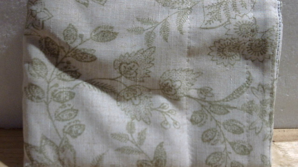jinchan Cenefa de Lino Farmhouse Floral | Cortina Corta Filtrante para Cocina 46cm | 1 Panel Verde Salvia sobre Beige