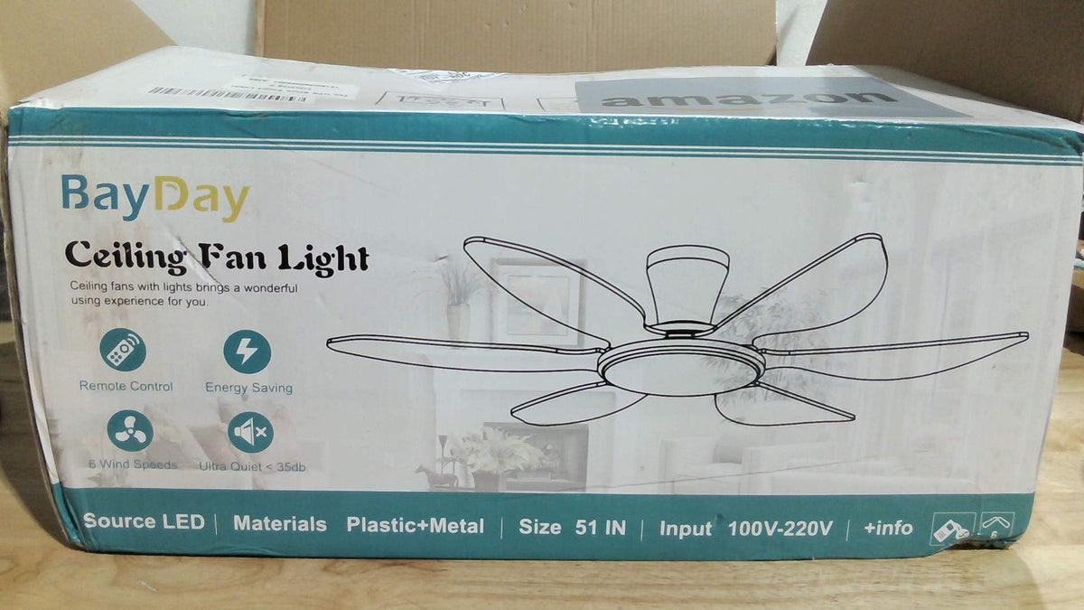 imagenes ilustrativas Abanico de Techo con Luz 51 pulgadas | Negro Moderno Bajo Perfil | Control App y Remoto | DC Reversible | 6 Aspas