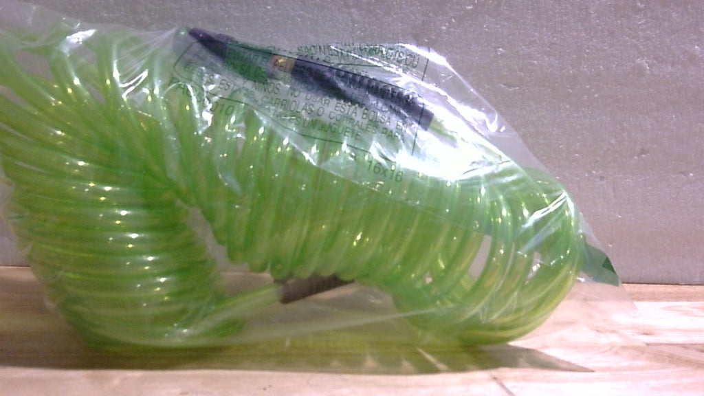 Manguera de Aire Enrollada EADUTY Poliuretano Alta Resistencia 6mm x 7.6m | Ligera, Flexible, con Acople Rápido Universal y Protectores de Curvatura, Verde