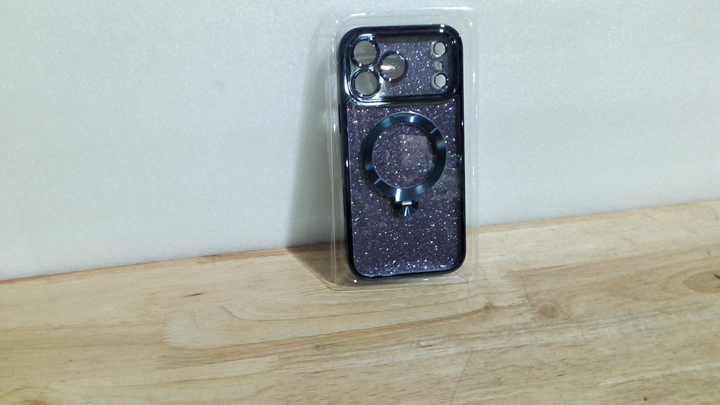 Funda Peerock Azul Profundo para iPhone 17 Pro Max con Soporte Giratorio 360 | Cartulina con Glitter DIY | Compatible con MagSafe | Proteccion Militar 16FT | 6.9 pulgadas