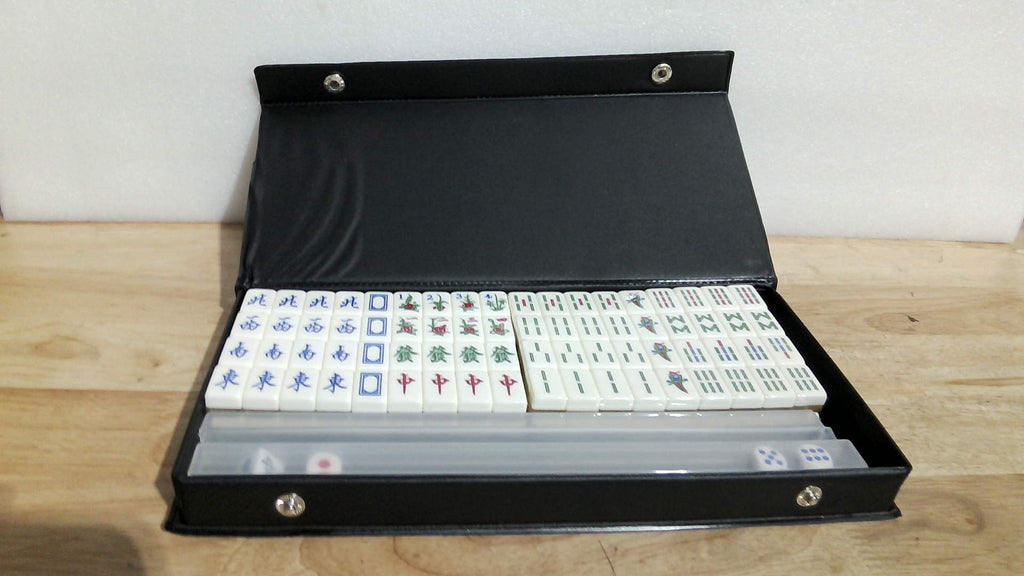 drizzle Set de Mahjong Mini de Viaje Dorado 20mm | Portatil 146 Fichas con 4 Bases,
