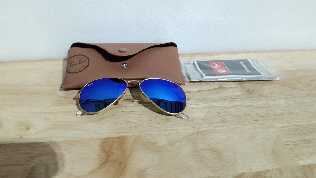 Lentes de Sol Ray-Ban RB3025 Aviador Clásico Espejo | Unisex | Dorado Mate/Azul Espejo | 55 mm
