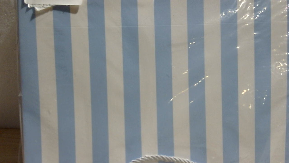 Jaloro 12 Bolsas de Regalo con Asas Rayas Azul y Blanco | 12.6x9.8x4.3 Pulgadas | Para Dama de Honor, Boda, Baby Shower y Fiestas | Tema Costero Playero | Recuerdos