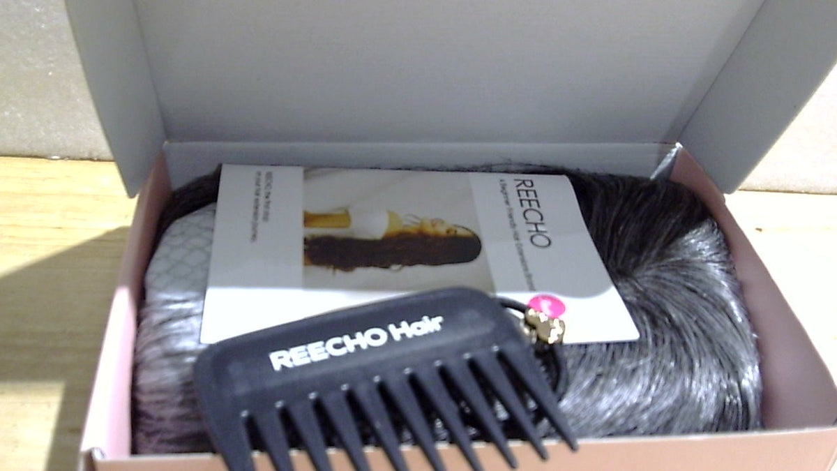 Prótesis Capilar REECHO de Cabello Humano Real | Topper sin Costuras con Fleco, Cobertura 360° 3D con Clip | Extensiones para Uso Diario | Gris Oscuro