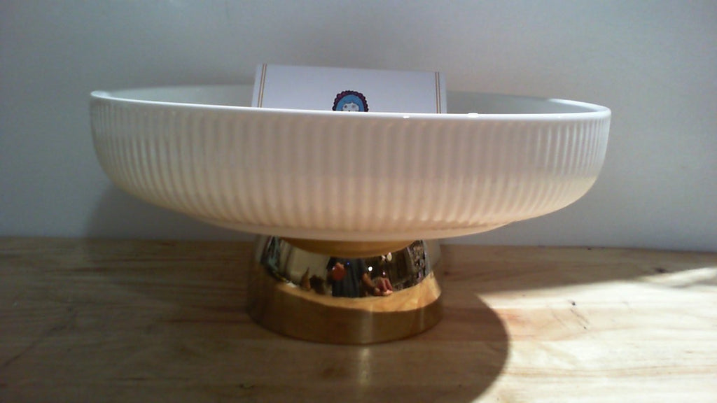 tazón decorativo de cerámica con pedestal