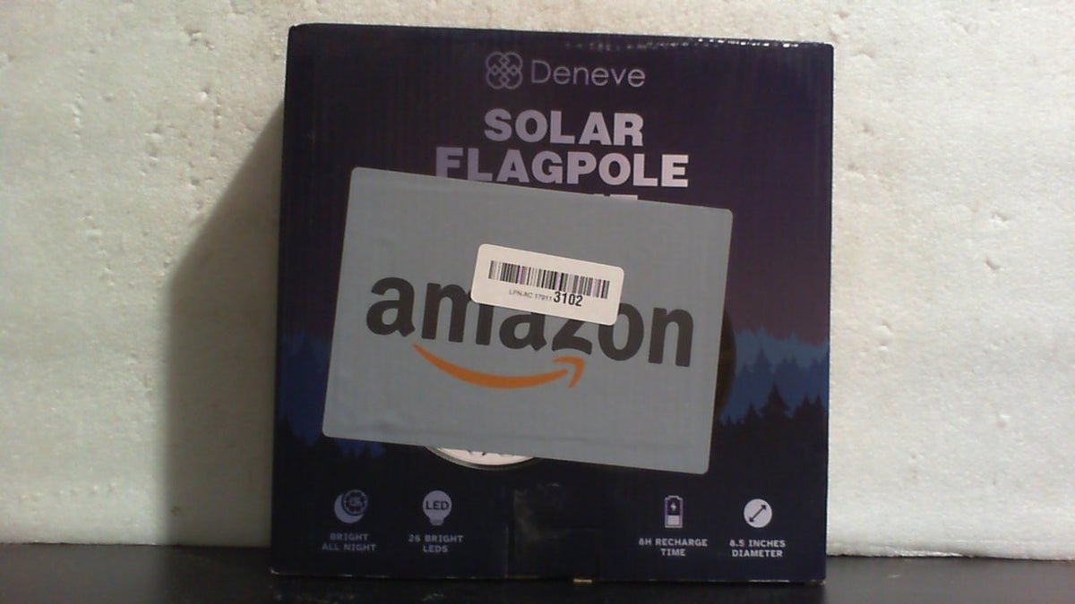 Deneve Luz Solar Deluxe para Asta de Bandera | Lampara LED Impermeable de Exterior | 26 LEDs, 1300 Lumenes | Cobertura 100% para Banderas | Negro
