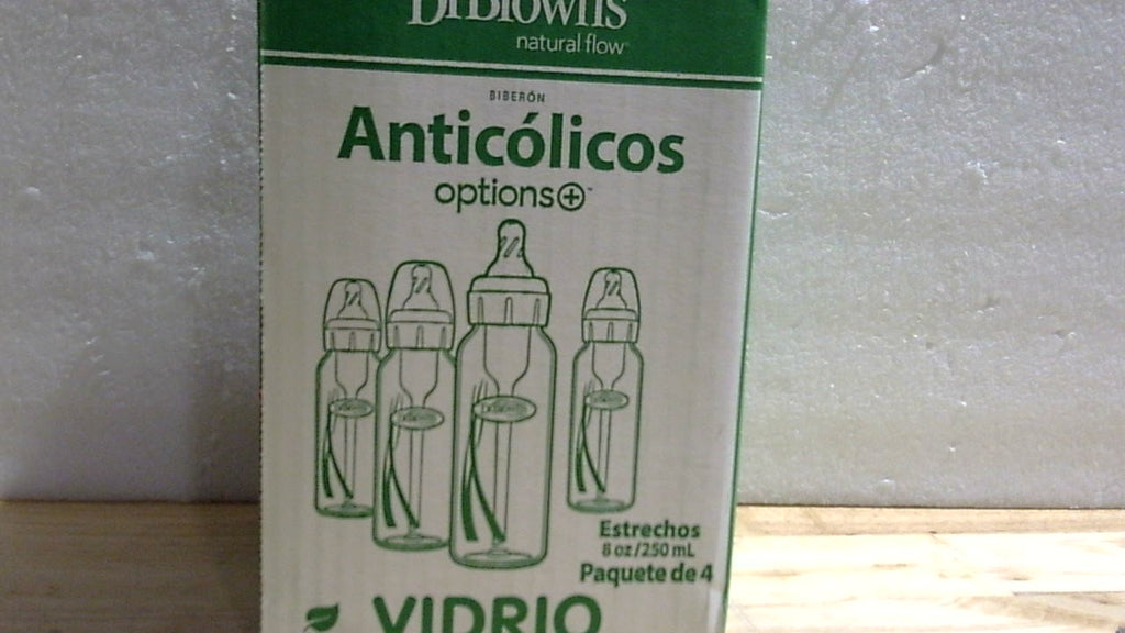 Dr. Brown's Natural Flow Options+ en tamaño estrecho de 8 oz / 250 ml en un paquete de 4 unidades