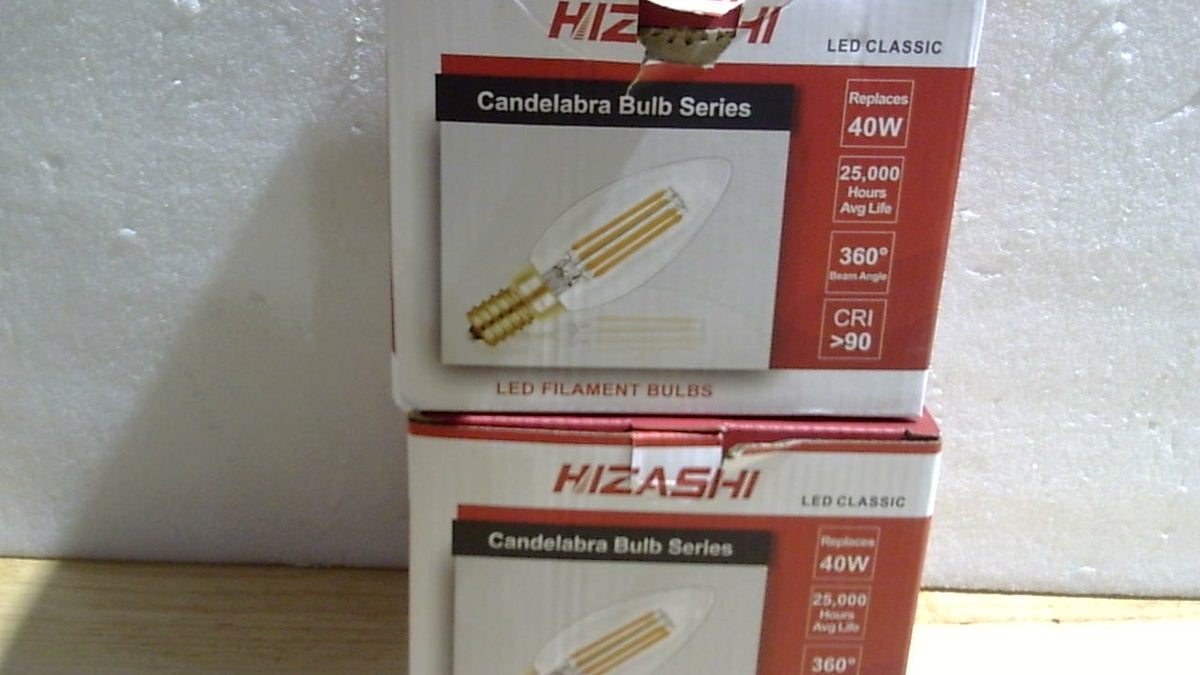 Bombillas LED Candelabro Hizashi E12 | Equivalente a 40W, Regulables 5000K Luz de Día | B10 90+ CRI, 4W, 450LM | Certificadas UL | 24 Piezas