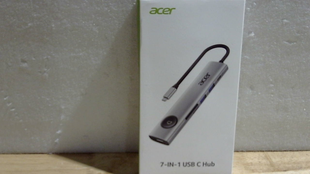 Acer Hub USB C 7 en 1 | Adaptador Multipuerto USB C a HDMI 4K@60Hz, 100W PD | 2 USB A 3.1 + Type-C 3.1 5Gbps, Lector SD | Compatible Laptop y MacBook