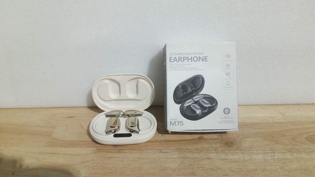 audífonos de la imagen corresponden al modelo Earphone M75 con sonido envolvente 3D y función de traducción simultánea