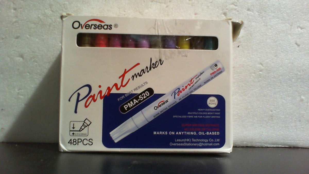 Marcadores de Pintura Overseas 48 Colores | Rotuladores Permanentes al Aceite, Punta Media | Secado Rápido e Impermeables para Metal, Madera, Roca, Vidrio y más