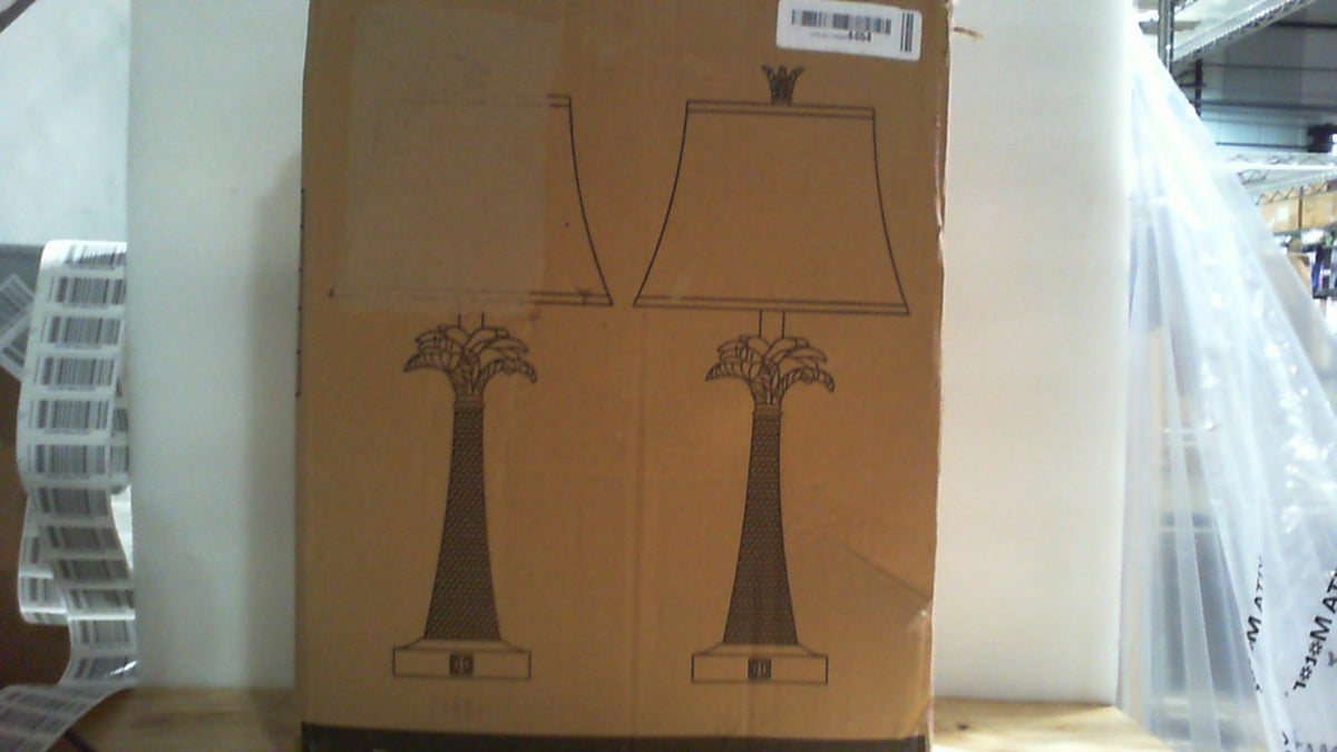 juego de dos lámparas de mesa decorativas con diseño de palmera