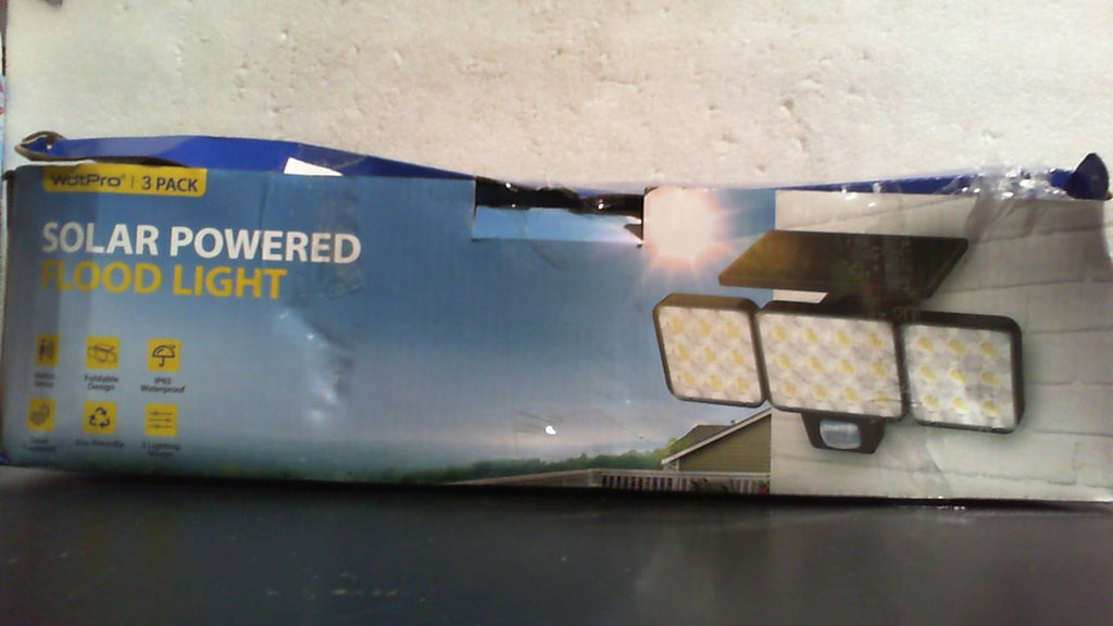 WdtPro Luces Solares de Inundación para Exterior Pack de 3 | 3500LM con Sensor de Movimiento | 3 Cabezales y Panel de Vidrio | LED Solar Impermeable de Seguridad