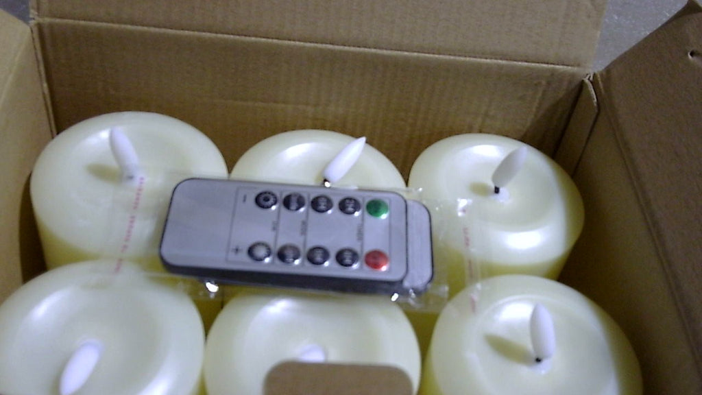 Hinabichan Velas sin Llama a Pilas con Control Remoto Pack 6 | Temporizador 2/4/6/8H LED Parpadeante 7.6x15cm Marfil