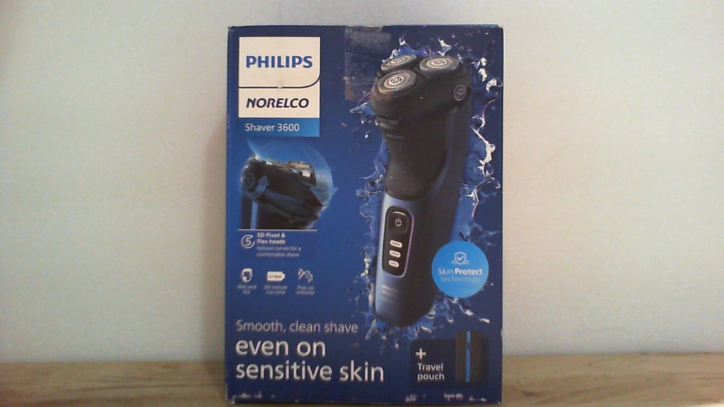 Afeitadora Eléctrica Philips Norelco Serie 3600 | Uso Seco y Húmedo | P-Cap | Estuche de Viaje | Azul Tormenta | Modelo S3243/91
