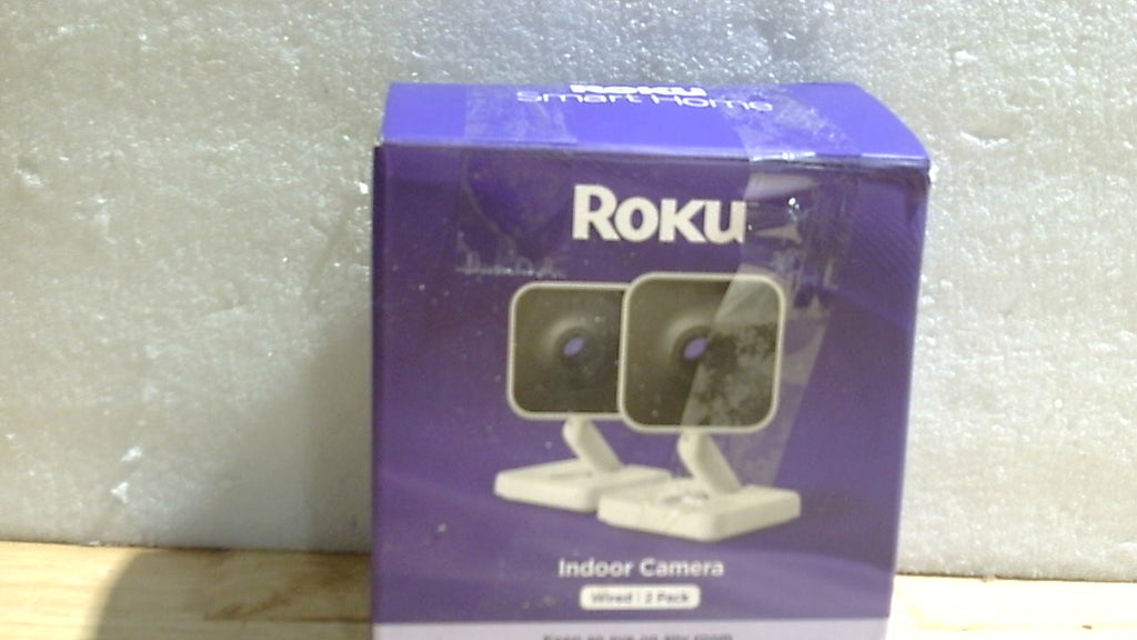 Cámara de Seguridad Interior Roku (Pack de 2) | Cableada | 1080p HD con Visión Nocturna a Color | Compatible con Alexa y Google | Detección de Movimiento y Sonido
