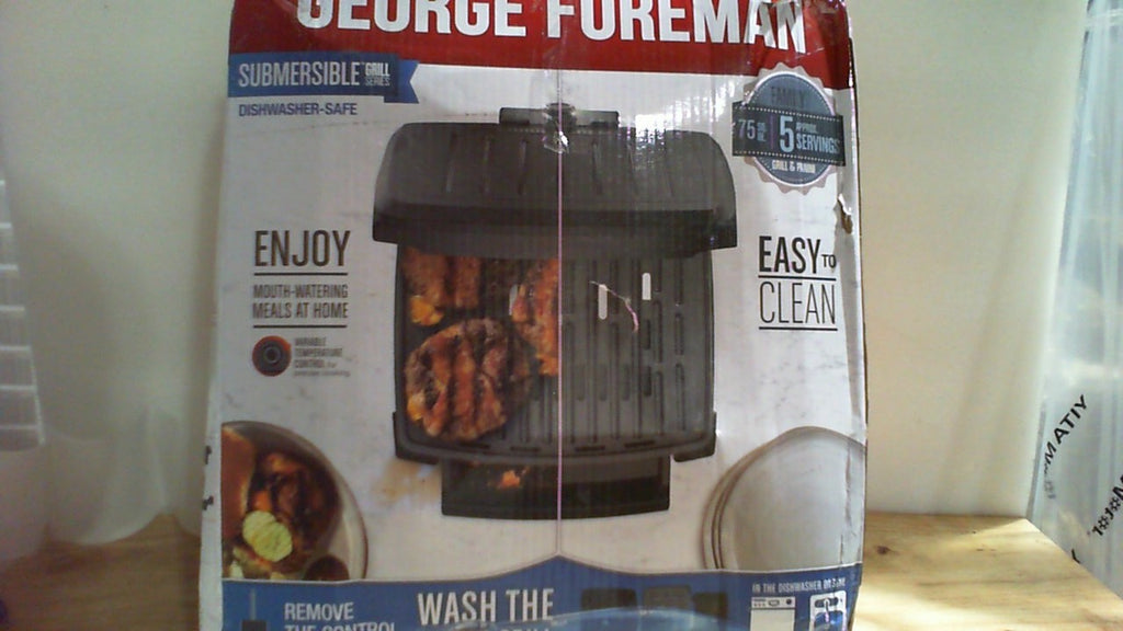 Parrilla Electrica George Foreman Contact Submersible | 5 Porciones | Control de Temperatura Ajustable | Placas Negras | Lavable por Completo