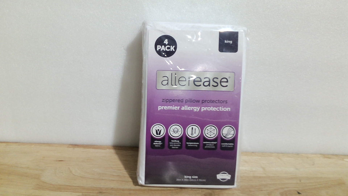 AllerEase Set de 4 Protectores de Almohada King | Equilibrio de Temperatura, Recomendados por Alergologos | Transpirables con Cierre