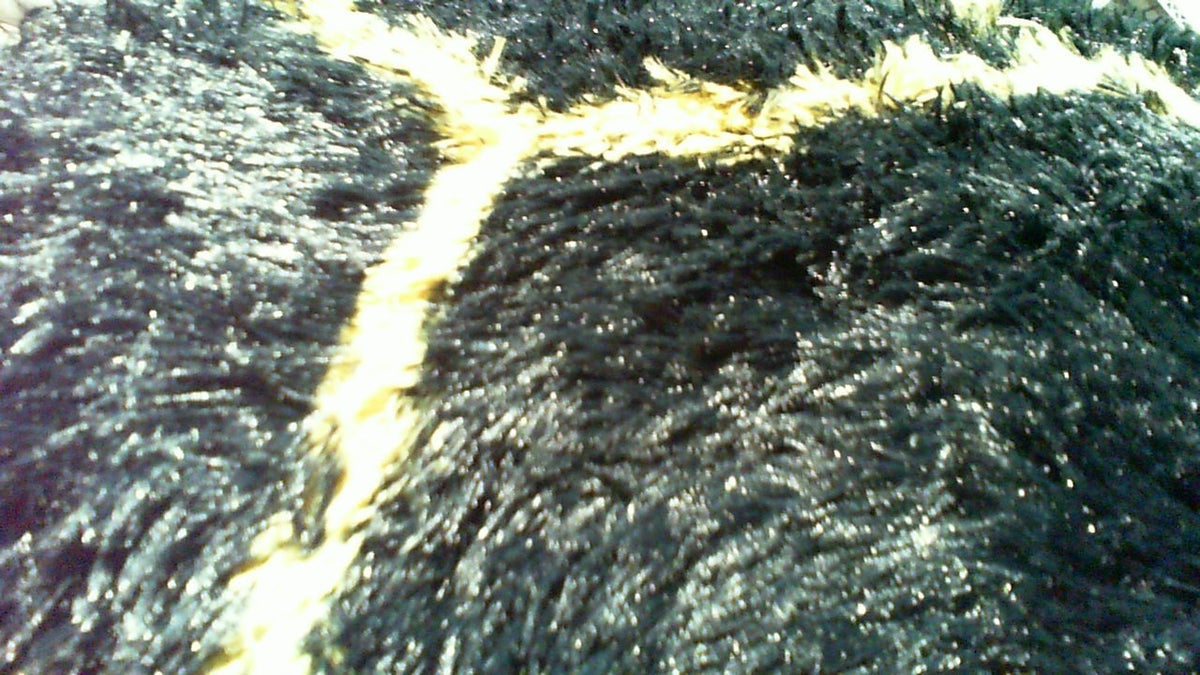 Alfombra Shag para Sala 8x10 | Geométrica y Esponjosa | Negro y Dorado | Suave y Peluda para Recámara y Cuarto de Niños