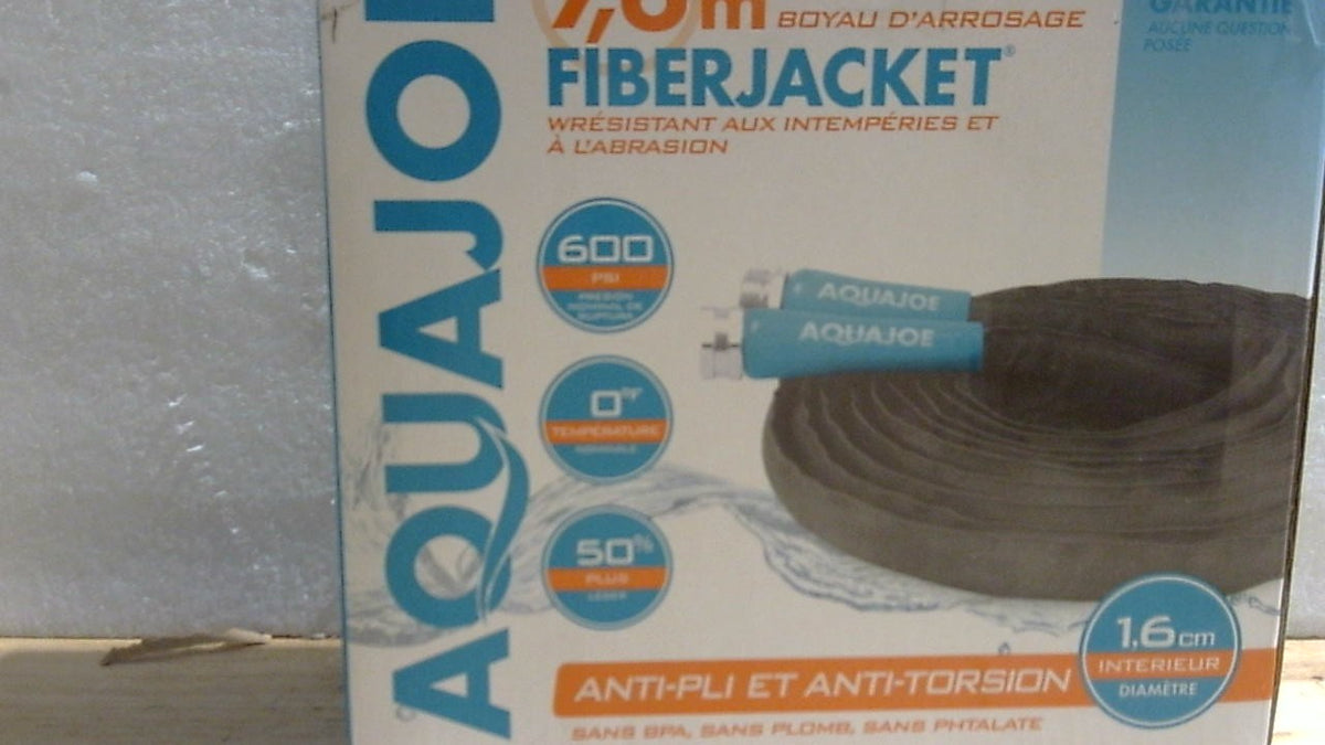 USADO-Manguera Aqua Joe AJFJH25-58-PRO FiberJacket | No Expansible y Sin Torceduras | Para Jardín, RV, Marina y Camper | Ultraligera | Segura para Agua Potable | 25 pies x 5/8 Pulgada
