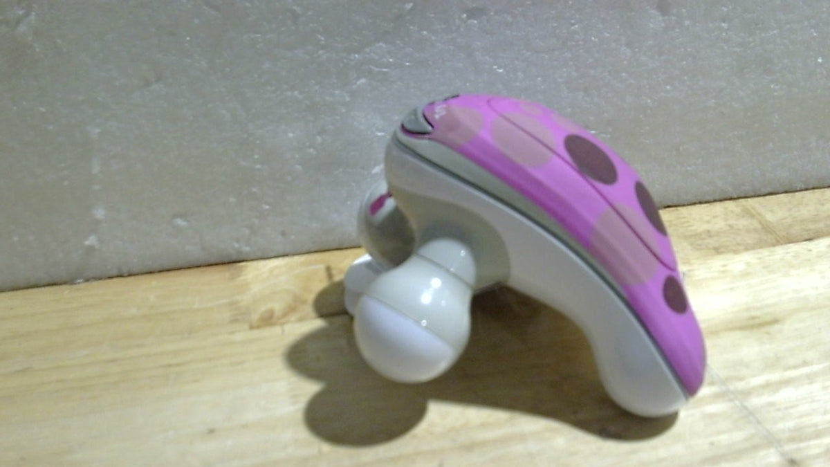 USADO-COLOR ROSADO-HoMedics Ribbit Mini Masajeador de Mano | Masajeador Eléctrico Vibratorio con Agarre Cómodo y Luz LED, Incluye Pilas | Colores Variados (Verde, Azul o Rosa)