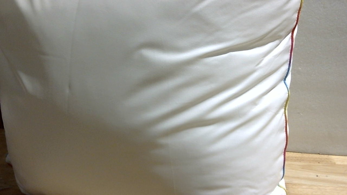 EL BORDE DE LA ALMOHADA ES DE COLORES-Paquete de 2 rellenos de almohada cuadrados impermeables de 22x22 pulgadas, color blanco.