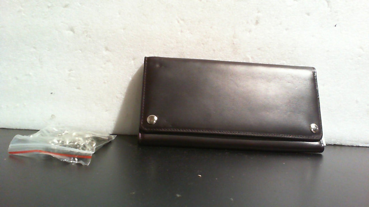 NIUCUNZH Billetera de Cuero Genuino con Cadena para Hombre | Estilo Biker/Trucker, Trifold Larga, Uso Rudo, Marron