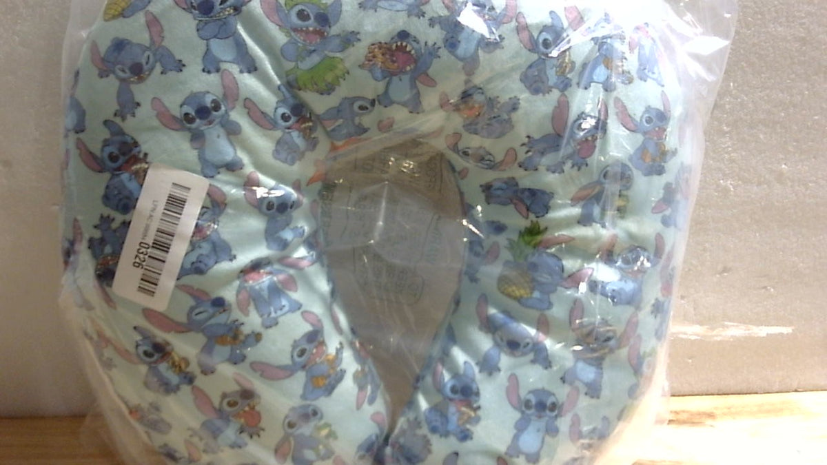 Disney Stitch Almohada de Viaje para Cuello Ninos | Cojin para Avion Carro y Oficina Comodo y Transpirable-VERDE AGUA