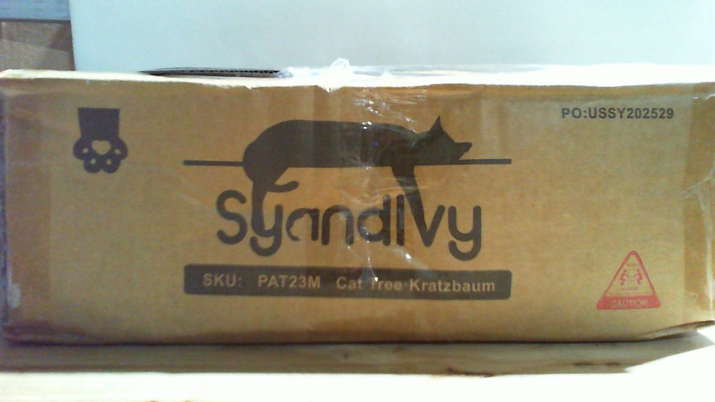SYANDLVY Arbol Pequeno para Gato de Interior | Torre para Gatitos con Poste Rascador y Cuna | Diseno Moderno de Actividad (Beige)