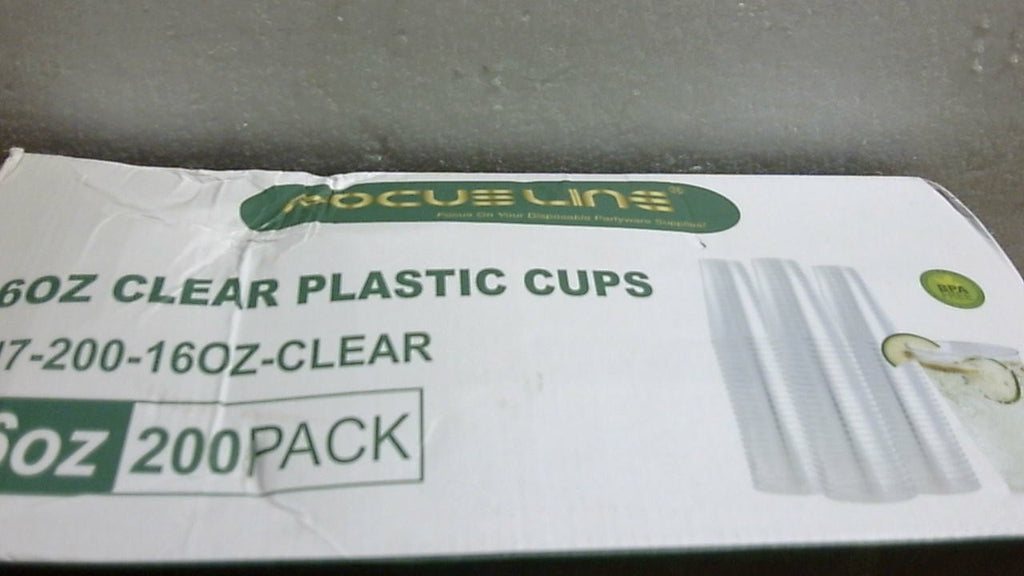 Vasos de Plastico Transparente FOCUSLINE 16oz, 200 Piezas | Desechables y Resistentes | para Fiestas, Accion de Gracias, Halloween y Navidad