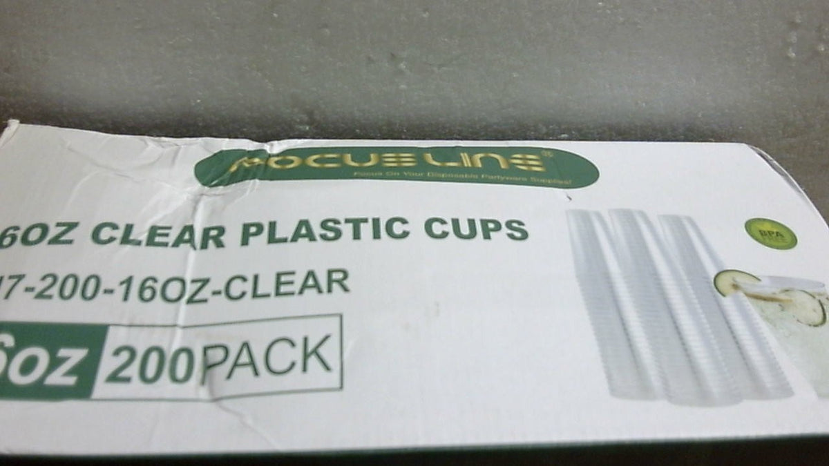 Vasos de Plastico Transparente FOCUSLINE 16oz, 200 Piezas | Desechables y Resistentes | para Fiestas, Accion de Gracias, Halloween y Navidad