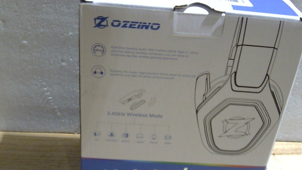Audifonos Gamer Inalambricos Ozeino 2.4GHz para PC, PS5 y PS4 | Audio Sin Perdidas USB y Type-C | Ultra Estables con Microfono Abatible | 40h de Bateria | Switch, Laptop, Movil y Mac