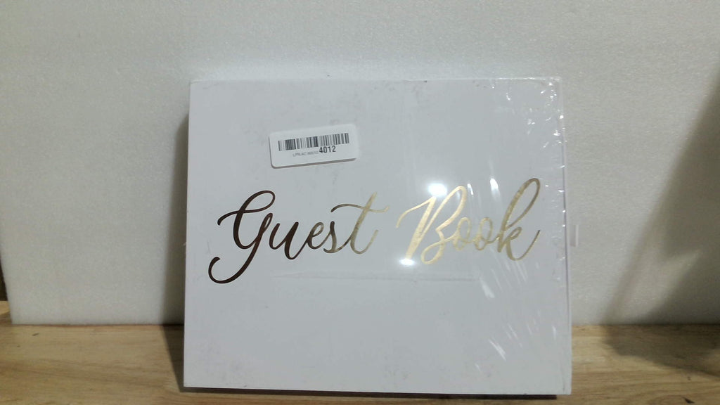 libro de firmas blanco con letras en dorado