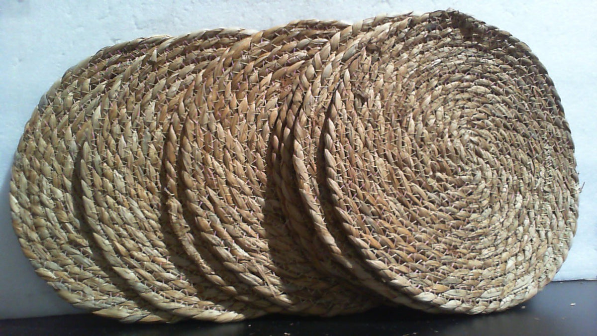 Individuales Tejidos Pequenos Set de 8 | Mini Mantelitos de Ratan 25cm | Posavasos de Mimbre Yute Estilo Granja