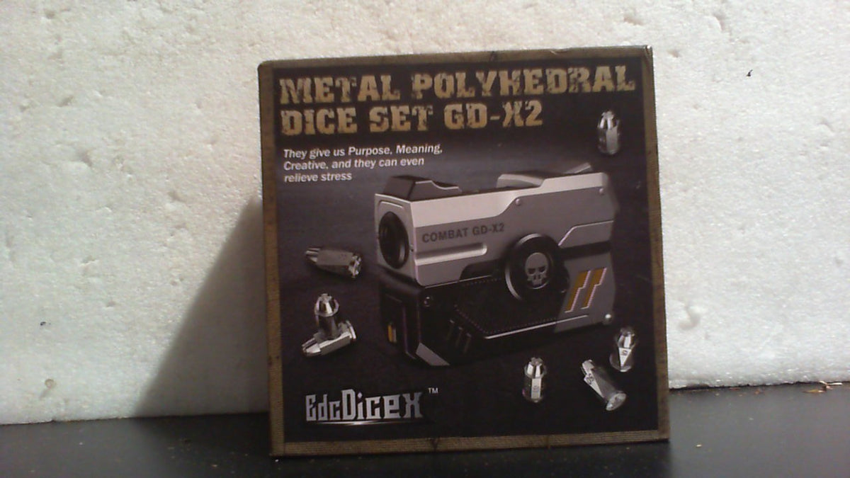 Set de Dados Metalicos 7 Piezas Poliedricos Bala | Modos Disparo y Fidget | Estuche Pistola | RPG Cyberpunk | Plateado