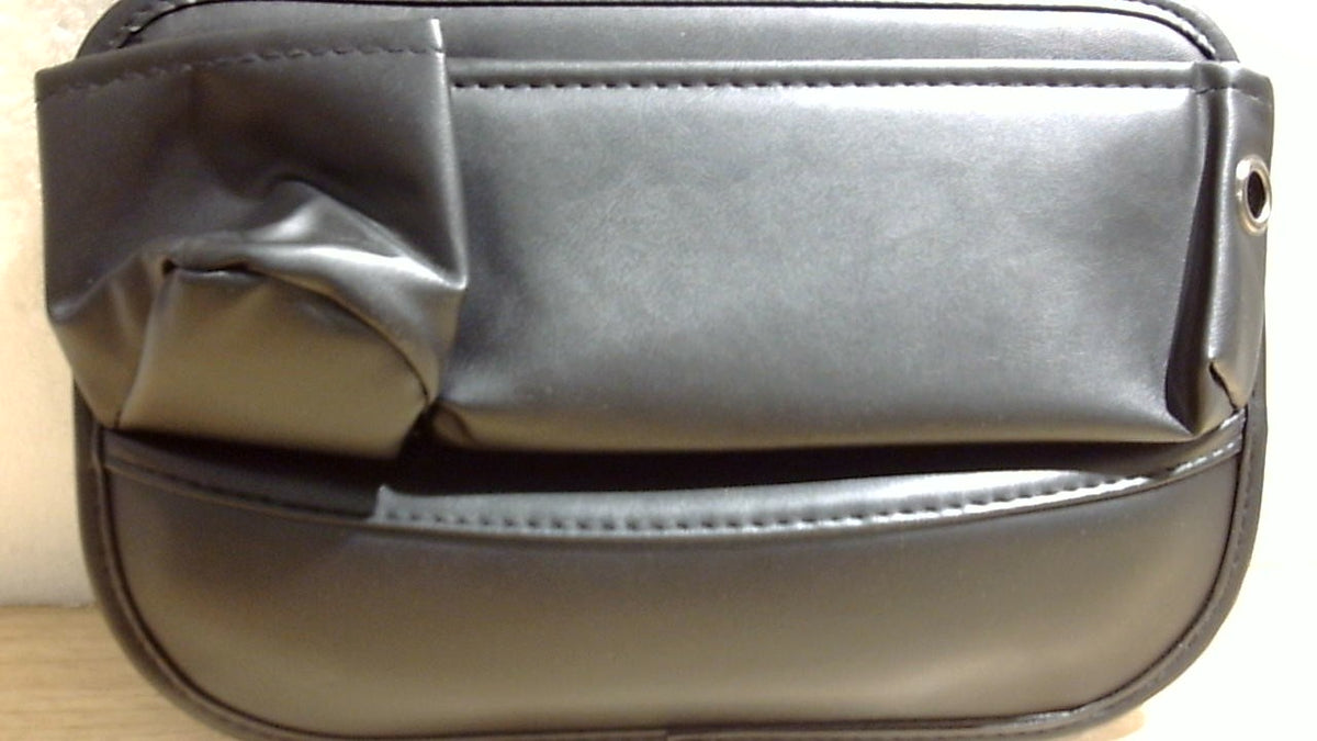 USADO-Organizador de Hueco de Asiento de Coche con Portavasos | Caja de Cuero Multifuncional Universal para Teléfonos, Lentes, Llaves y Tarjetas | Negro