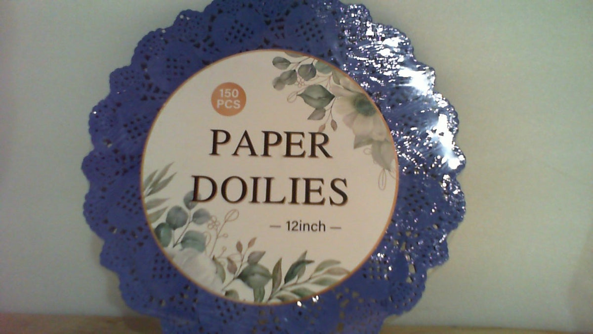 Kochorie 150 Piezas Blondas de Papel Encaje 30 cm Azul | Tapetes Decorativos Redondos Desechables para Pasteles, Fiestas y Bodas