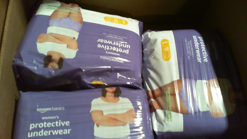 Ropa Interior para Incontinencia Amazon Basics para Mujer | Máxima Absorción, Fresh Protection | Postparto, Desechable con Control de Olor | Talla L, Lavanda | 54 Unidades