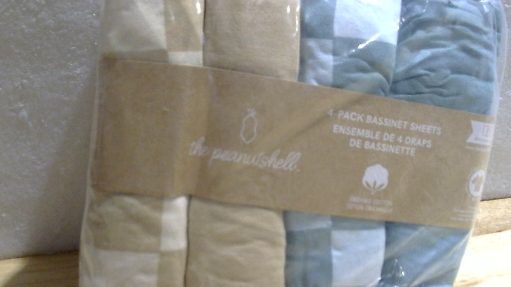 Sabanas Organicas para Moises The Peanutshell | Set de 4 Unisex para Bebe | 100% Algodon Jersey Ultra Suave | Ajustables para Cuna y Moises Halo