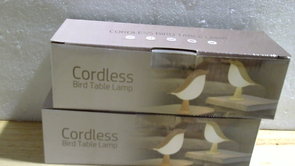 Deogos Combo de 2 Lámparas de Mesa Pájaro | Recargables sin Cable con 3 Temperaturas de Color y Brillo Ajustable | Luz de Noche para Mesita | Tono Madera