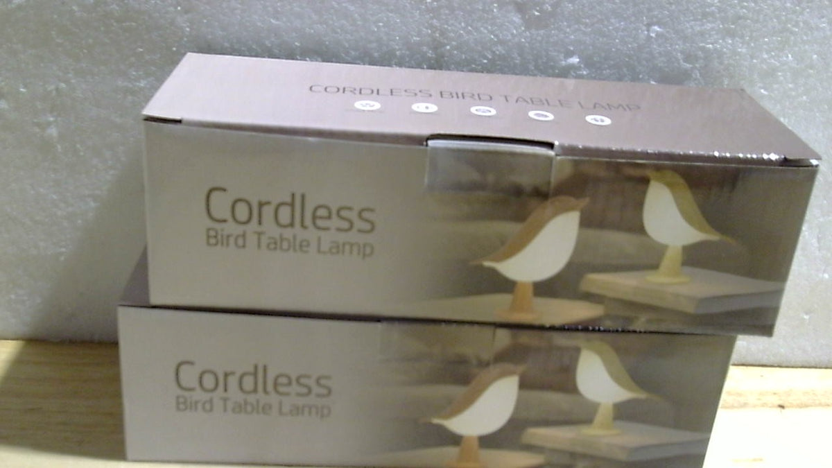 Deogos Combo de 2 Lámparas de Mesa Pájaro | Recargables sin Cable con 3 Temperaturas de Color y Brillo Ajustable | Luz de Noche para Mesita | Tono Madera