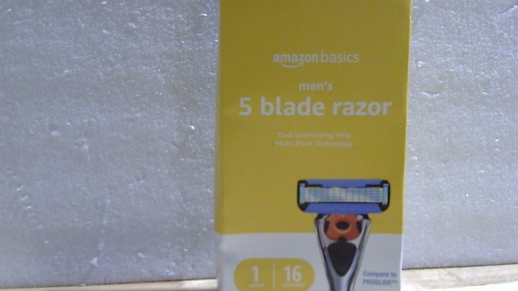 FALTA UN REPUESTO-Rasuradora para Hombre Amazon Basics 5 Hojas MotionSphere | Con Doble Lubricación y Recortador de Precisión | Set de 17 Piezas | 1 Mango y 16 Cartuchos | Negro