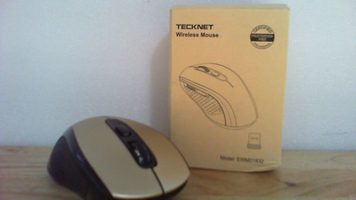 Mouse Bluetooth TECKNET 4000 DPI | Inalámbrico 2 en 1 para Laptop (BT 5.0/3.0 + 2.4Ghz) | Portátil con Receptor USB | Para Mac y PC | Negro Dorado