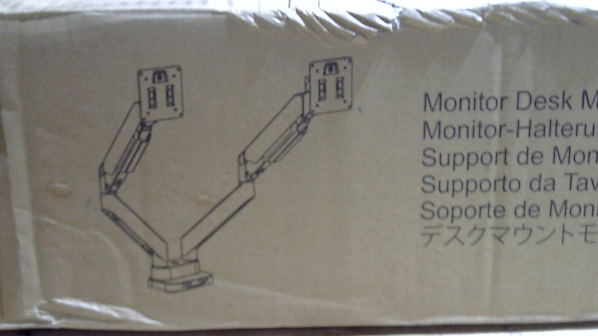 Soporte para dos monitores MOUNTUP, compatible con pantallas de hasta 39 pulgadas, soporte de escritorio ultra ancho para dos monitores, soporta de 2 a 15 kg, brazos ajustables con resorte de gas para dos monitores
