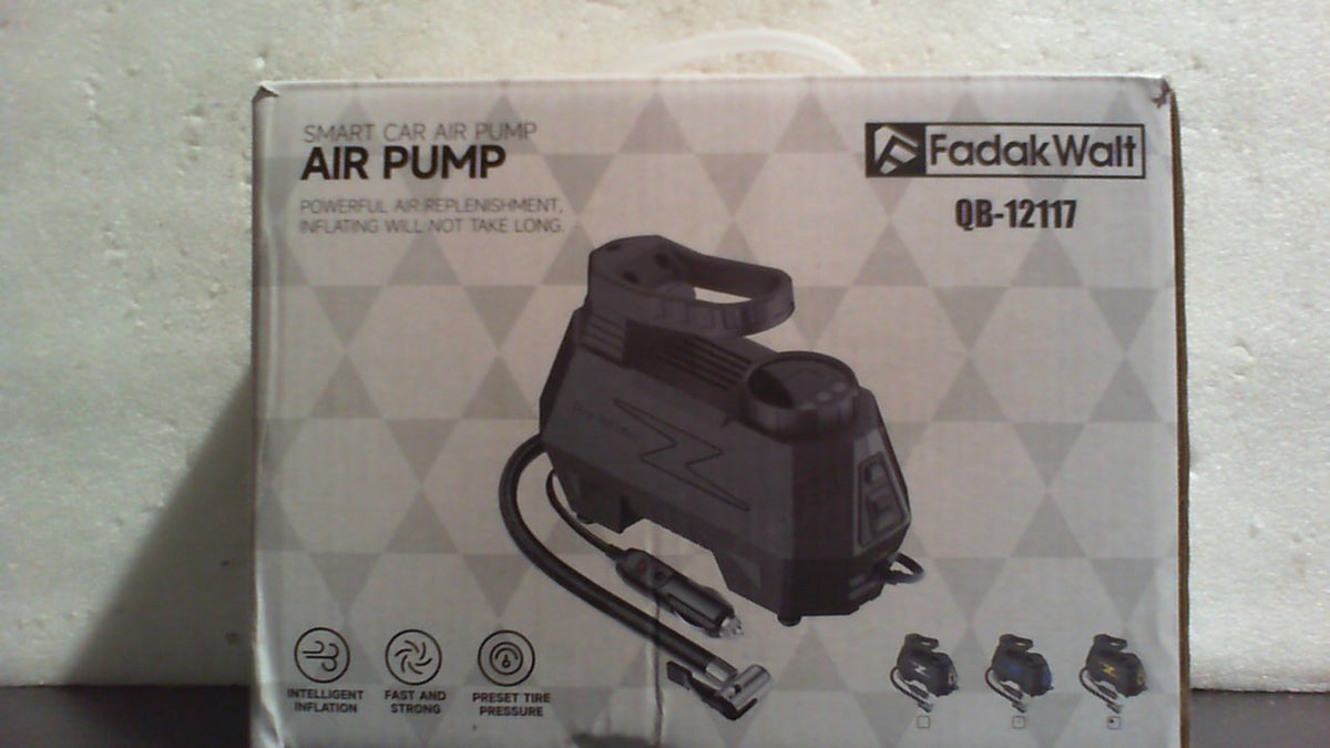 Inflador de Llantas FADAKWALT Portátil | Compresor de Aire DC 12V | Con LED y Manómetro Digital 150 PSI | Para Autos, Motos, Bicicletas y Balones | Amarillo