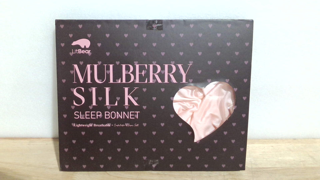 LitBear Gorro de Seda de Morera 100% | 22 Momme para Dormir | Envoltura de Cabello con Banda Elastica | Antifriccion Antideslizante | Rosa