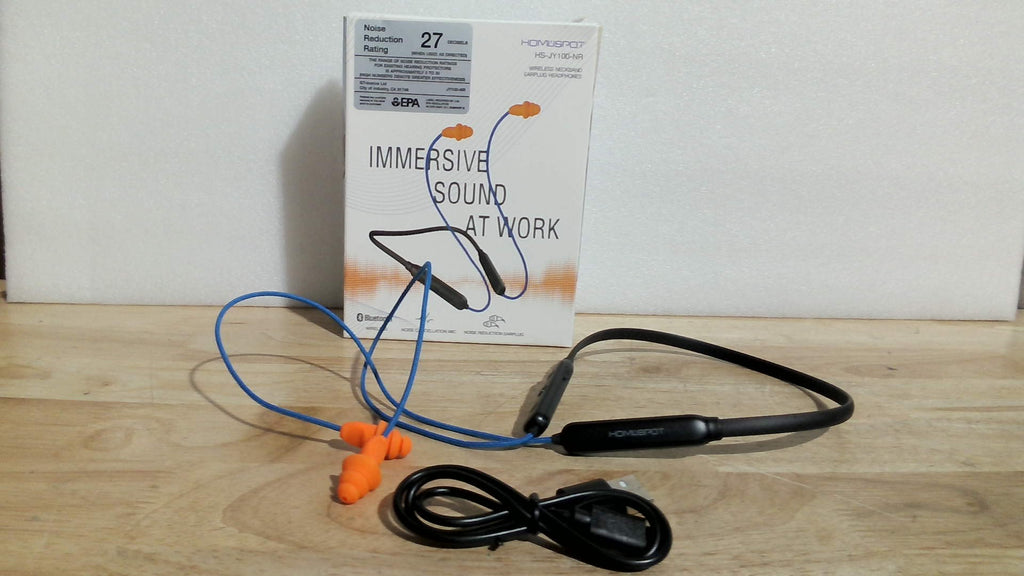 ARTICULO VIENE COMO SE MUESTRA EN LA SEGUNDA IMAGEN  ) Audífonos Inalámbricos de Cuello HomeSpot con Qualcomm aptX HD | Reducción de Ruido 27dB NRR | Micrófono CVC y 20h de Batería | Seguridad Laboral OSHA | Naranja