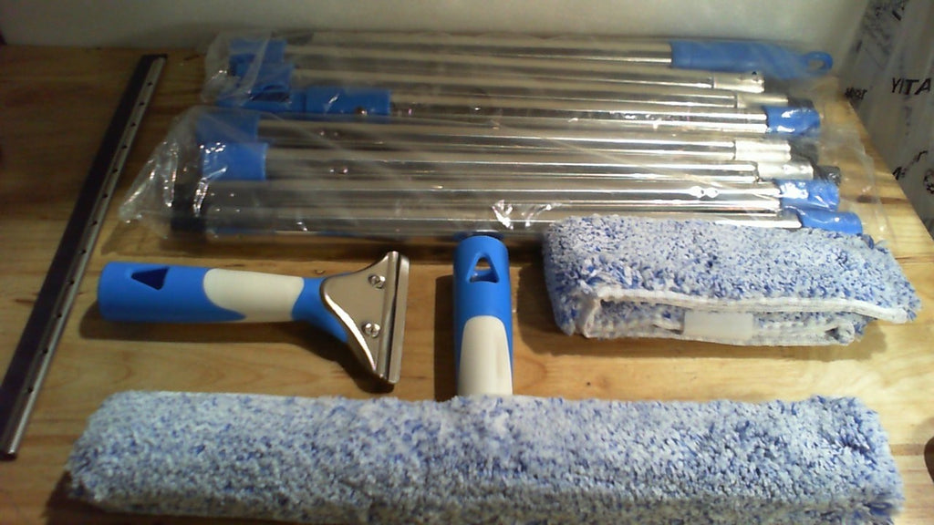 USADO Mitclear Escobilla Limpiavidrios Profesional 10 Pies con Poste Extensible | Kit de Limpieza de Parabrisas y Ventanas con Mango Largo | Interior y Exterior