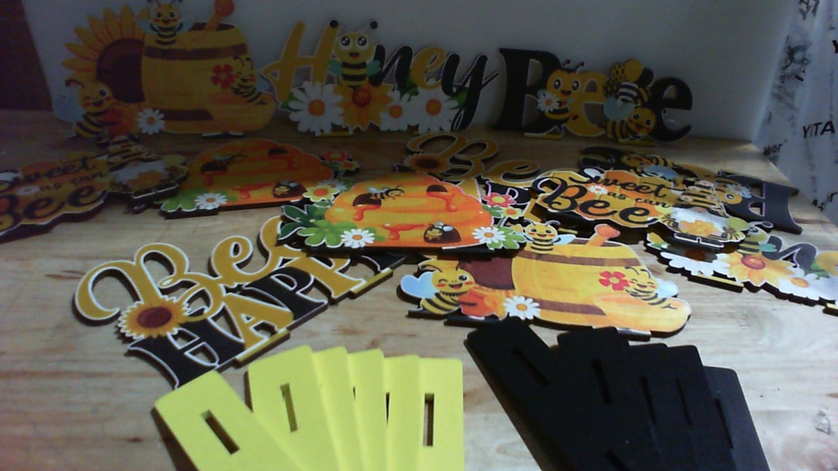 Centro de Mesa de Madera Abeja para Baby Shower 12 Piezas | Decoracion Honey Bee | Letreros de Mesa Gnomo Desmontables para Fiesta